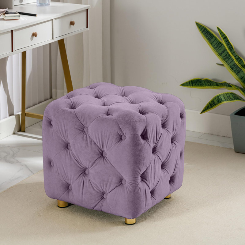 Velvet Comfortable Soft Upholstered Ottoman, Purple