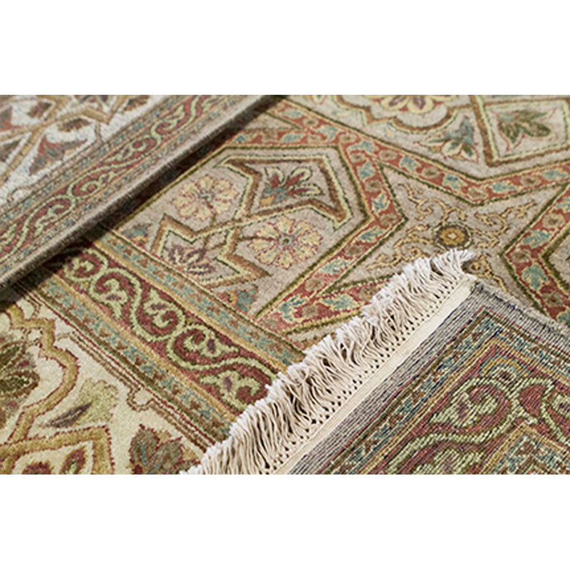 Tapis chameau et crème noué à la main de haute qualité
