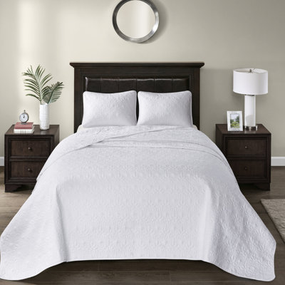 Couvre-lit blanc réversible - Garniture attrayante en coton prélavé pour une nuit céleste 2 taies décoratives incluses