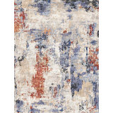 Floor Art hand-knotted Bamboo Silk Ivory/Beige/Blue/Rust Area Rug