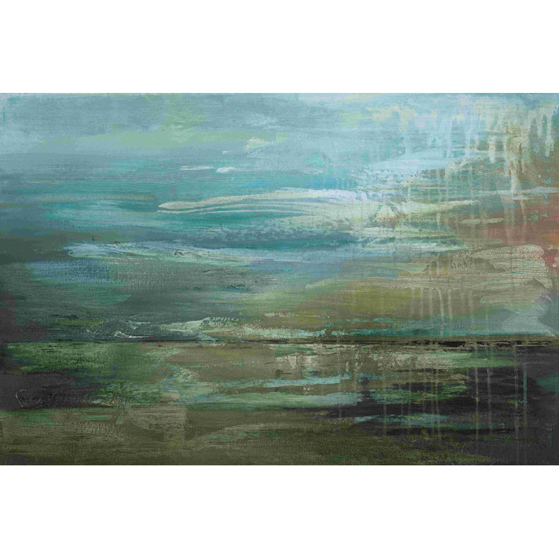 «Abstract Ocean View Drip», peinture sur toile tendue, H 8 po x l 12 po