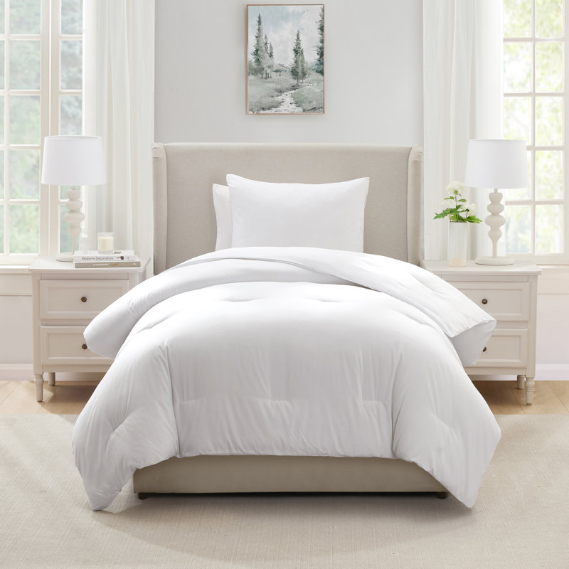  soft microfiber 2 piece comforter set with pillow sham, Twin XL Comforter + 1 Standard Sham, White