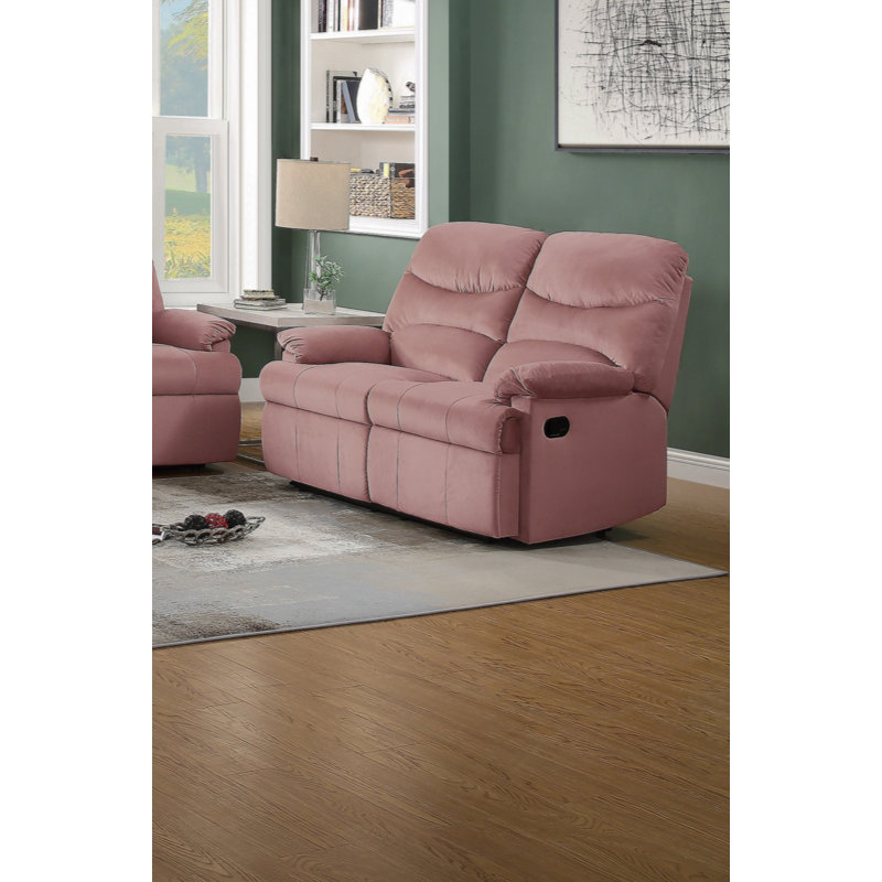 Causeuse inclinable luxueuse en velours 2 places, Rose