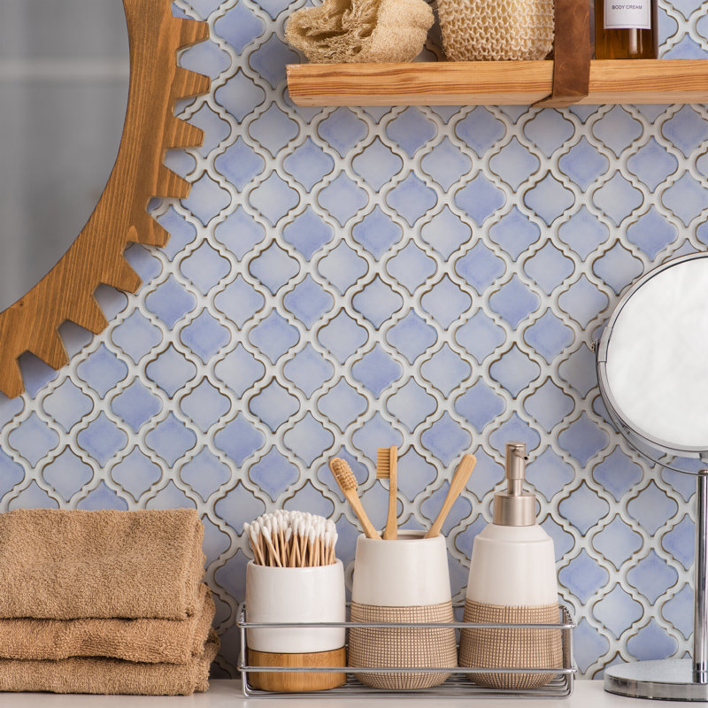 Hudson Tangier 2" x 2" Porcelain Grid Mosaic Wall & Floor Tile, Frost Blue