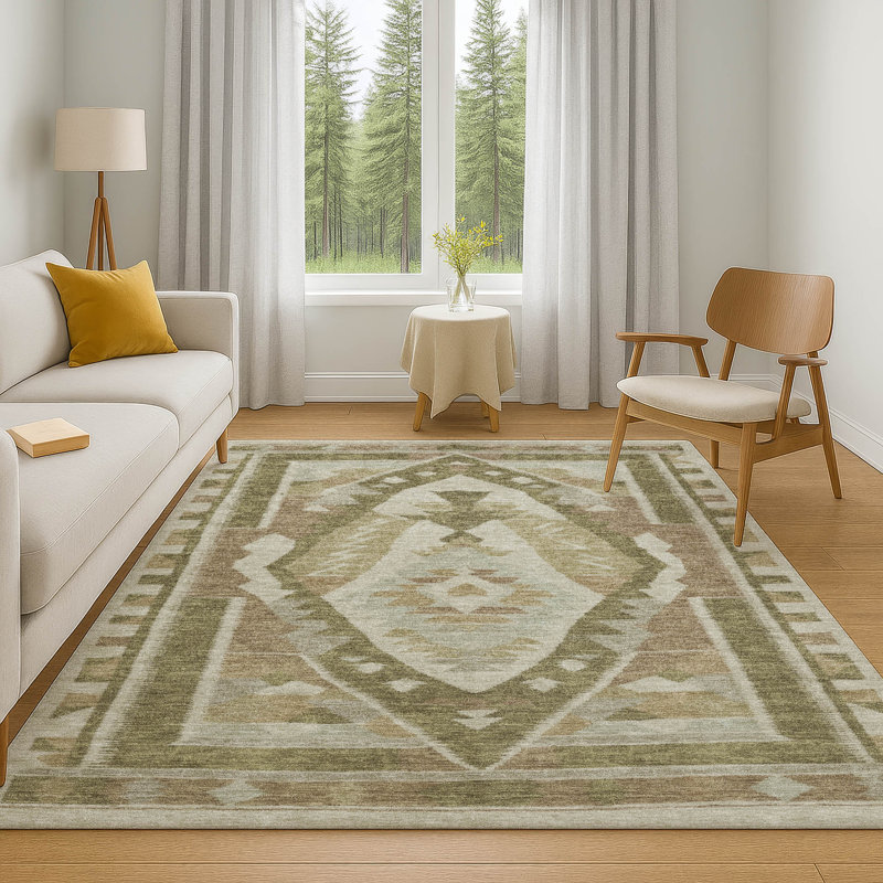 Premium Machine Washable Tara AMF1916 Tribal Rug, Rectangle 10' x 14'