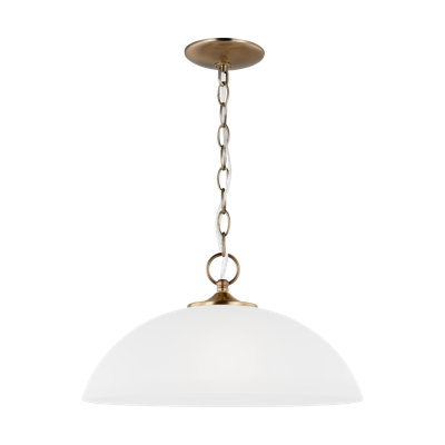 Generation Lighting 1 - Light Single Dome Pendant In Satin Brass