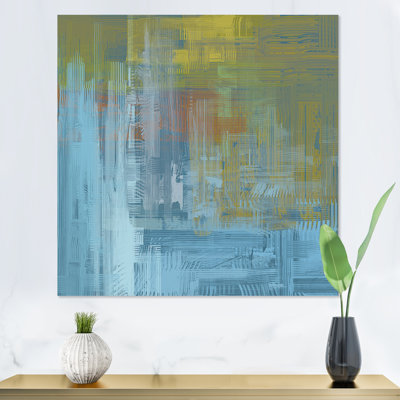 «Blue and Green Frozen Grunge Art», reproduction d'art sur toile encadrée