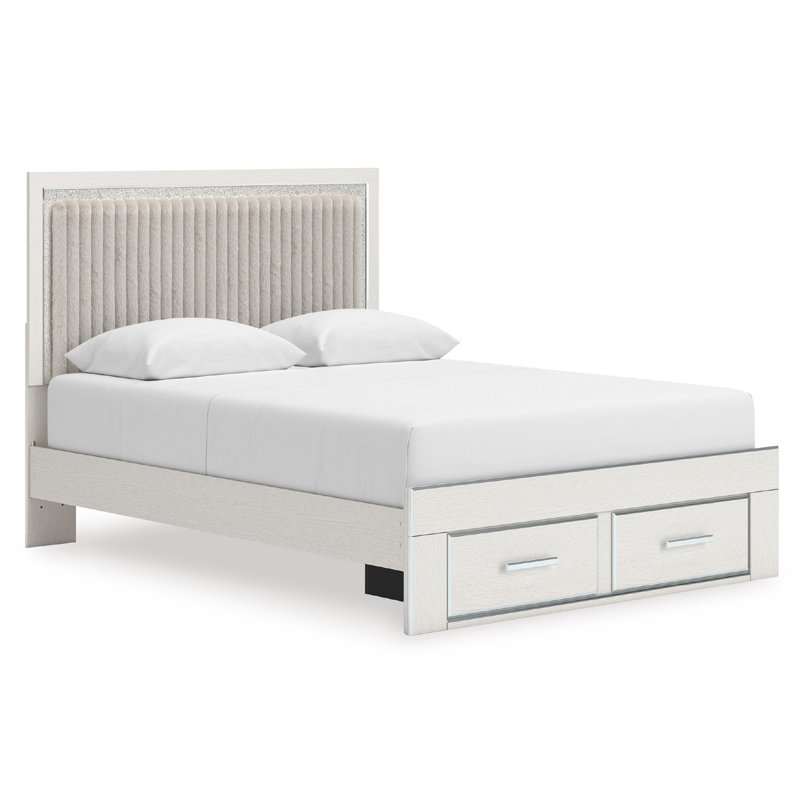 Grand lit plateforme avec rangement Laurentis, Grand lit, Blanc