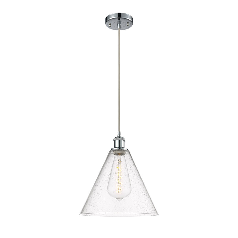 Luminaire suspendu sphérique à 1 lumière Allean, Blanc / chrome poli, Bronze, H 14,75 po x l 12 po x P 12 po