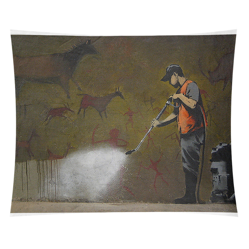 Tapisserie de suppression de la peinture de la cave en polyester, H 68 po x l 80 po x P 1 po