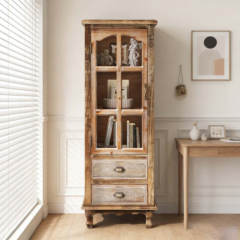 Rustic Wooden Storage Cabinet, Ancient White