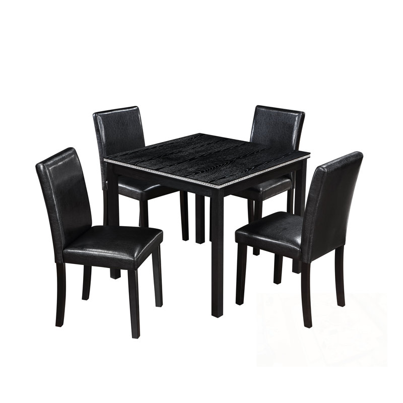Ensemble de table 5 pièces à hauteur de comptoir avec table carrée et pieds robustes