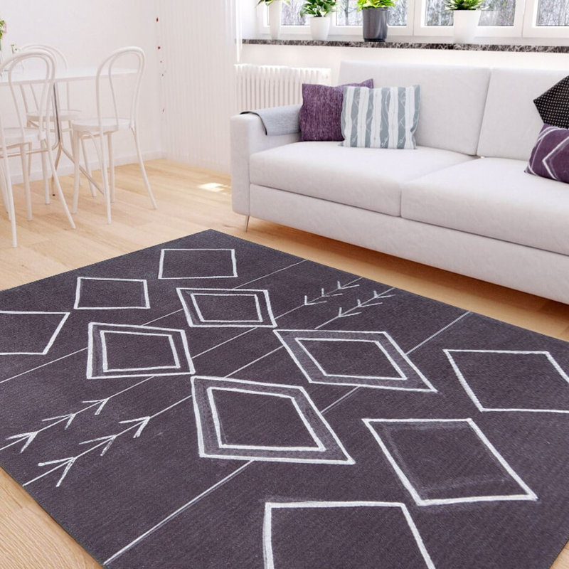 Tapis luxueux lavable à la machine, 4,9 x 7,5 pieds, 100% polyester, 1850 g / m², hauteur des poils: 0,2 pouce | Envers écologique en polyester recyclé | Parfait pour le salon et la chambre à coucher, conception douce et durable
