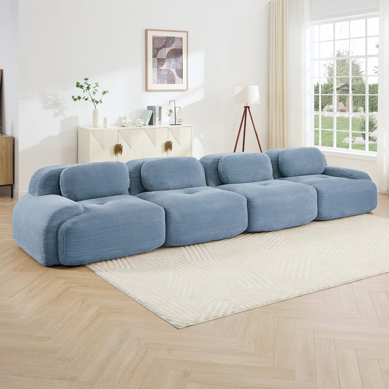 Canapé à 4 places en velours côtelé doux 32D éponge haute résilience ergonomique pour animaux de compagnie à compression complète sans emballage combiné sans assemblage pour les chambres à coucher