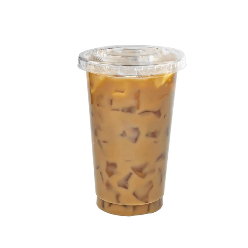 Petits gobelets jetables en plastique transparent de 10 oz avec couvercles pour boissons froides, café glacé, parfait, jus, boissons gazeuses, cocktail et tasses pour fêtes (50)