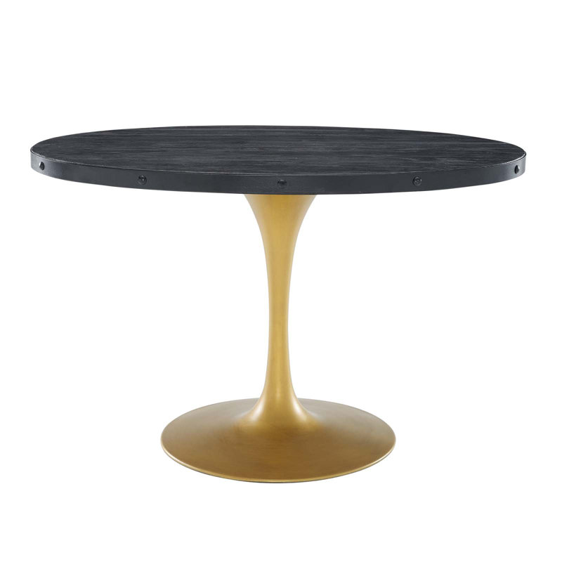 Drive Oval Dining Table, Black, Gold, 30" H x 47" L x 29.5" W