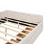 Lit plateforme double tapissier avec USB et 2 tiroirs, beige