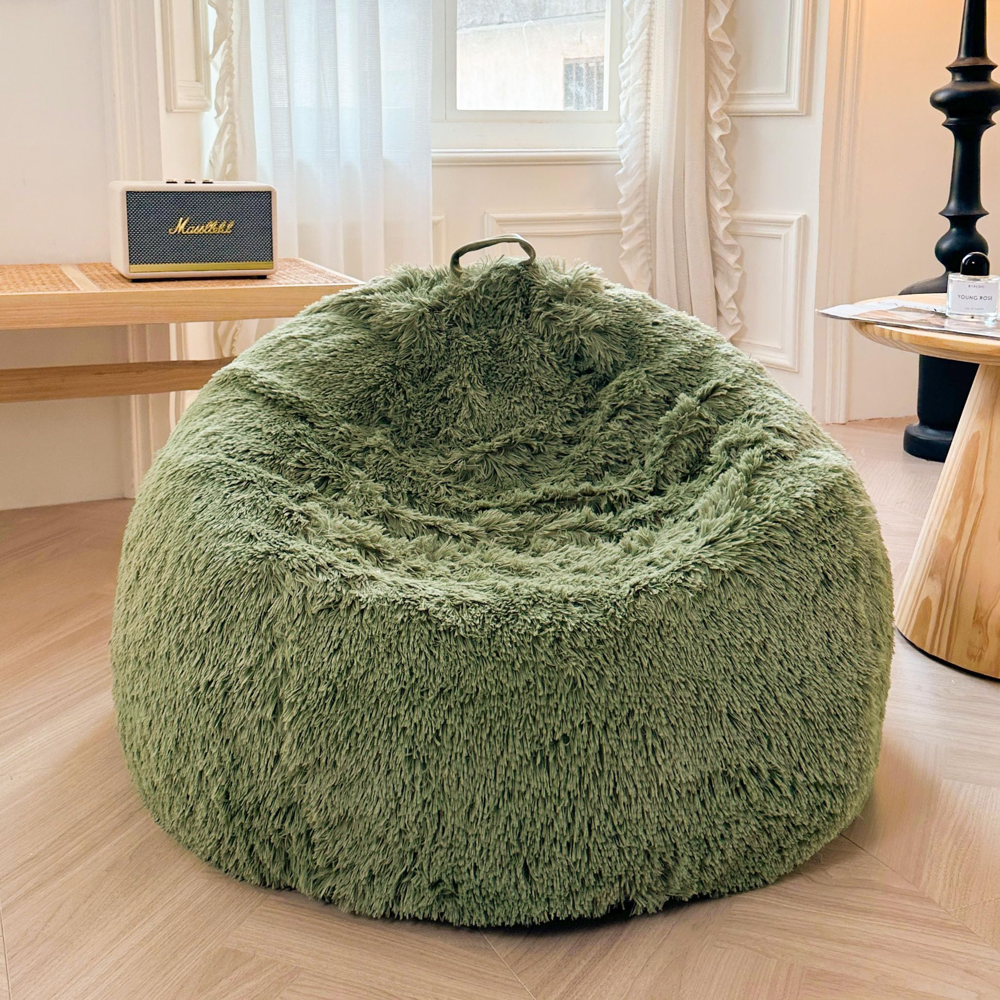 Trule Faux Fur Comfy Bean Bag Cover, Fluffy Stuffed Animal Storage Bean