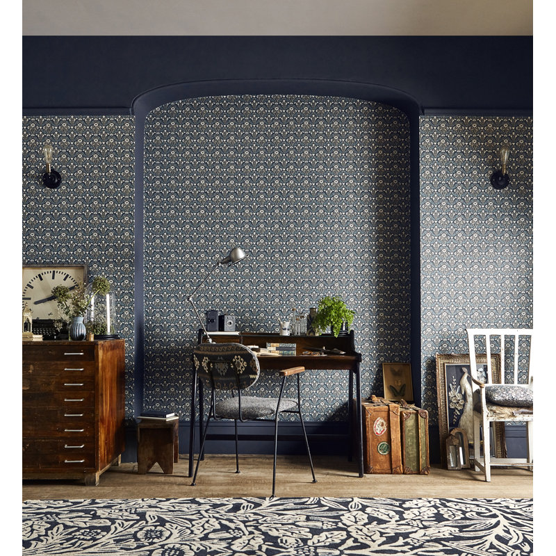 Bellflowers Wallpaper, Gray/Fennel