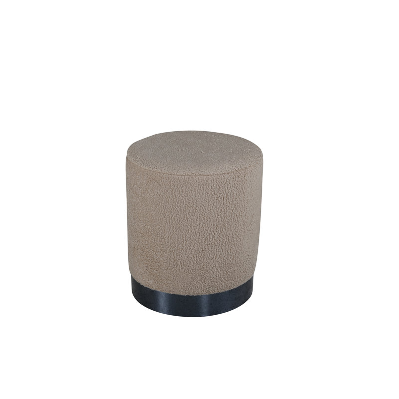 Hosea 35cm Wide Round Pouf Ottoman, Black, Beige