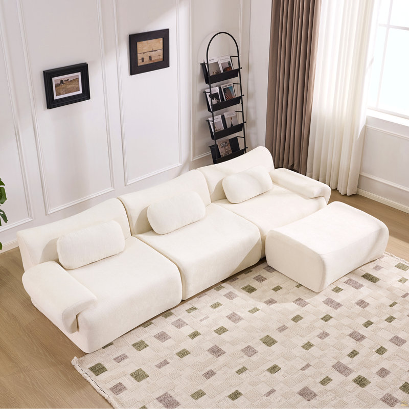Combinaison modulaire, forme de joint en bambou, fauteuil, Blanc
