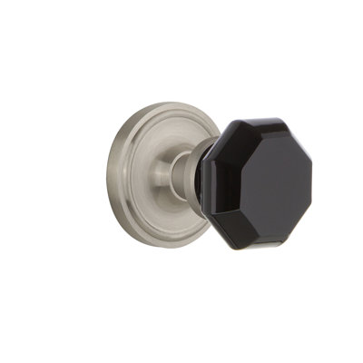 Double bouton de porte à double mannequin en cristal noir avec rosette classic Waldorf