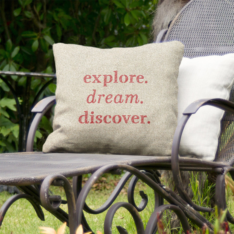 Coussin décoratif intérieur/extérieur discover rêves, 16 po x 16 po, Blanc / rouge