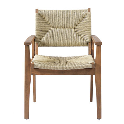 Durable Outdoor Dining Chair with Acacia Wood Frame and Handwoven Wicker Seat for Weather-Resistant Patio Comfort and Stylish Garden Use.