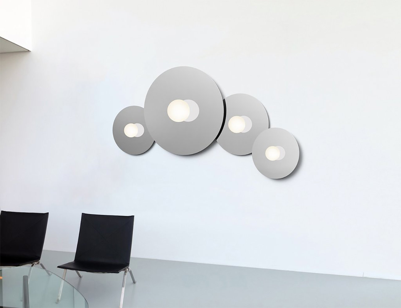 Bola Disc Single Light Flush Mount, Chrome, 6.5" H x 18" W x 18" D