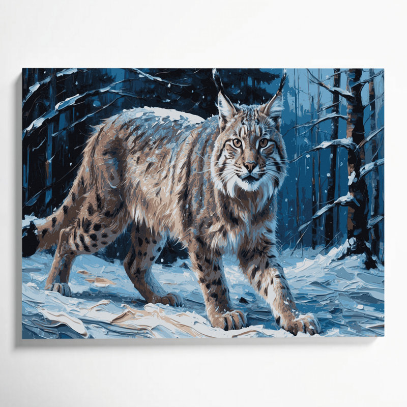 «Big Cats Canadian Lynx», art mural sur toile bleue, H 11 po x l 14 po