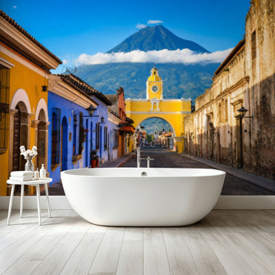 Peel and Stick Wallpaper Wall Mural Antigua City Sunrise Wall Art Self Adhesive and Removable