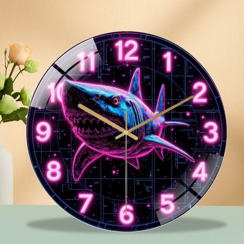 Horloge murale Neon Shark