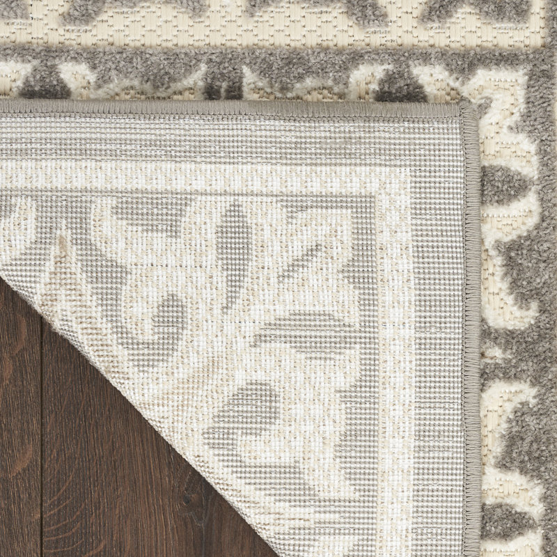 Tapis intérieur / extérieur ivoire / gris Aloha, Rectangle 5 pi 3 po x 7 pi 5 po