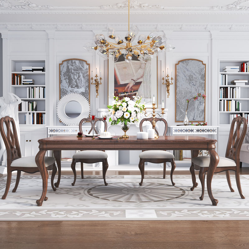 Alcott Hill 5 - Piece Extendable Solid Wood Top Dining Set