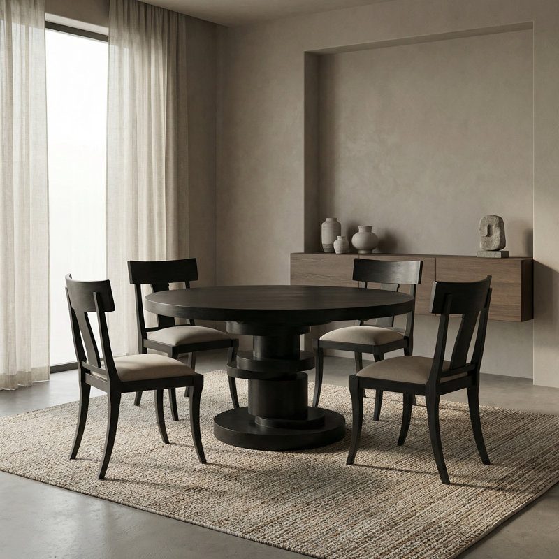 Hugo Round Dining Table, Black, 30" H x 60" L x 60" W