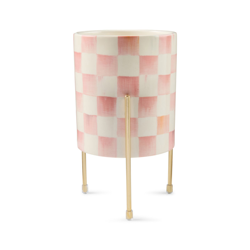 Rosy Check Tabletop Planter, Pink