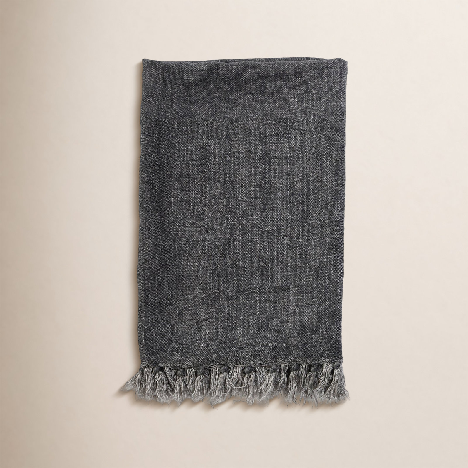 Montauk Linen Hand Woven Throw Blanket, Charcoal, 50" W x 70" L