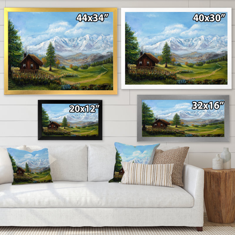 Paysage de chalet maison de campagne, Cadre noir, H 8 po x l 12 po x P 1 po