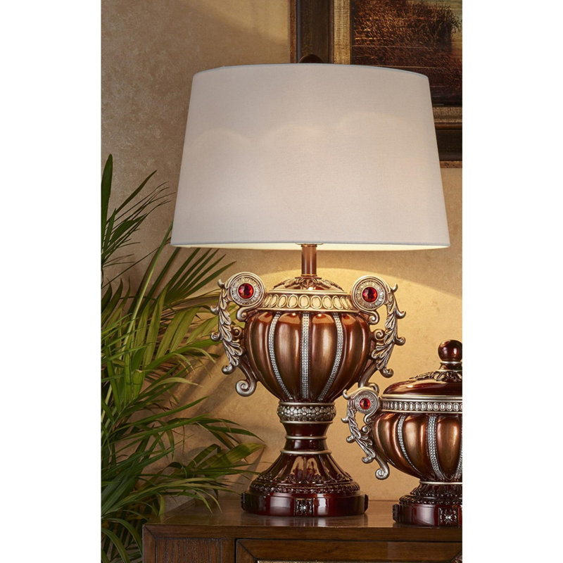 29.5" Tall" Delicata" Urn-Shaped Table Lamp, Bronze with Silver Accents