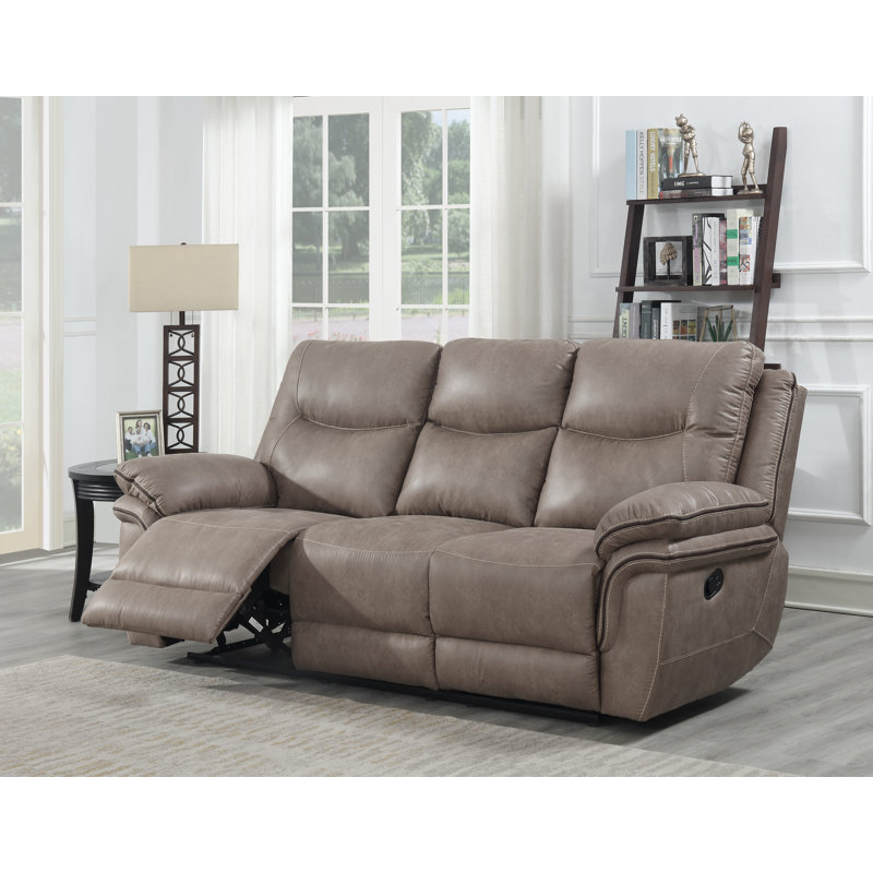 Alejandrina Upholstered 90'' Reclining Sofa, Sand