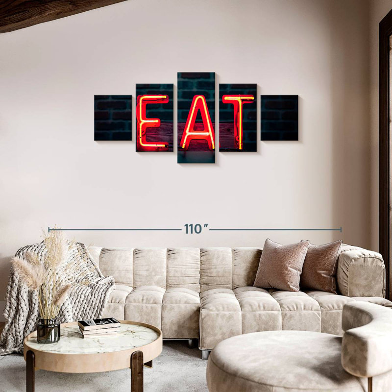 Plaque murale Eat Neon, H 34 po x l 74 po