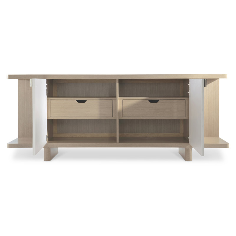 Modulum 82'' White Oak and Faux Stone Sideboard