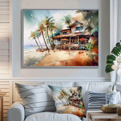 Tropical Beach House - art mural de plage côtière pour le salon