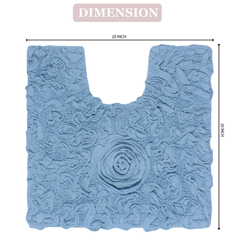 Schoenberger 100% Cotton Contour Bath Mat 20"x20", Sky Blue