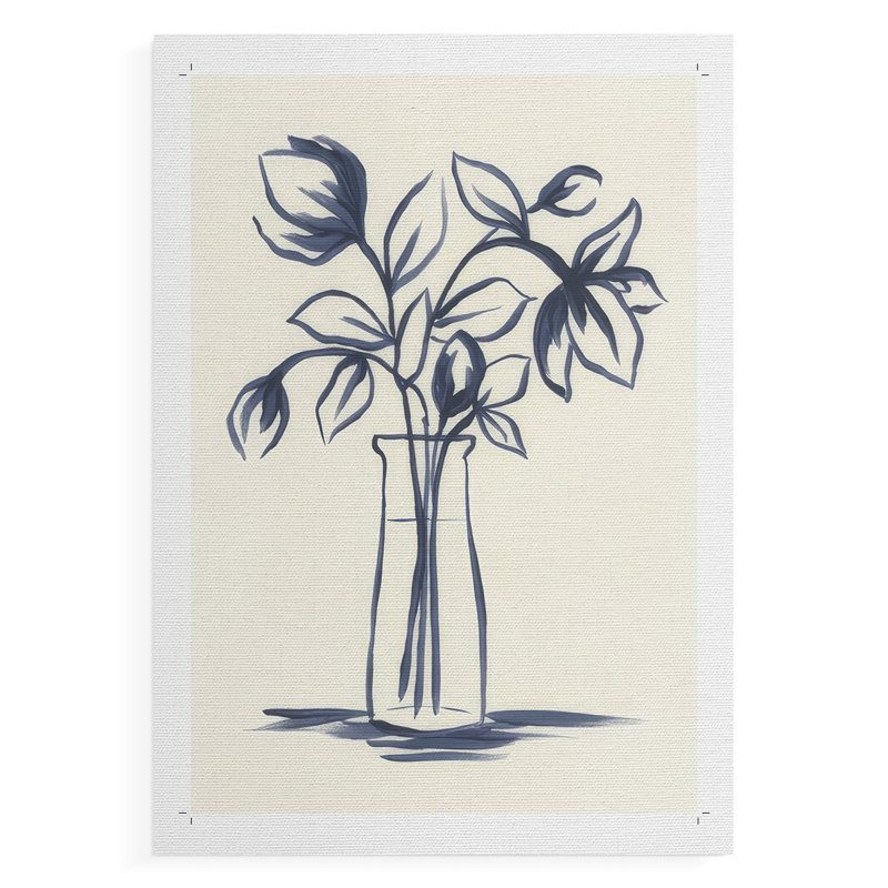 Indigo Bud Vase I -Canvas Print Only - NOT FRAMED, 18" H x 12" W