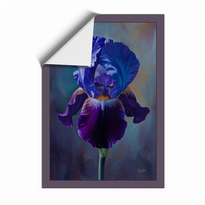 Iris in Lavender Botanical - Framed Print, A4 - 29.7 x 21.0 cm, Unframed