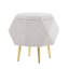 Métal doré multi-usages et tissu gris, fonction de rangement, couvercle amovible, look contemporain, longueur intérieure de 13 po, largeur de 12,5 po, profondeur de 9 po, hauteur de 18,15 po, largeur de 17 po, profondeur de 16 po avec rangement décoratif