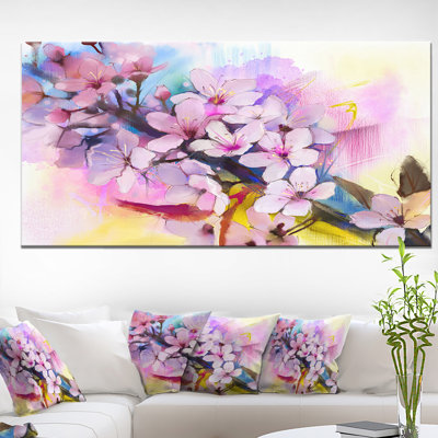 «Japanese Cherry Blossoms Watercolor», reproduction d'impression sur toile tendue