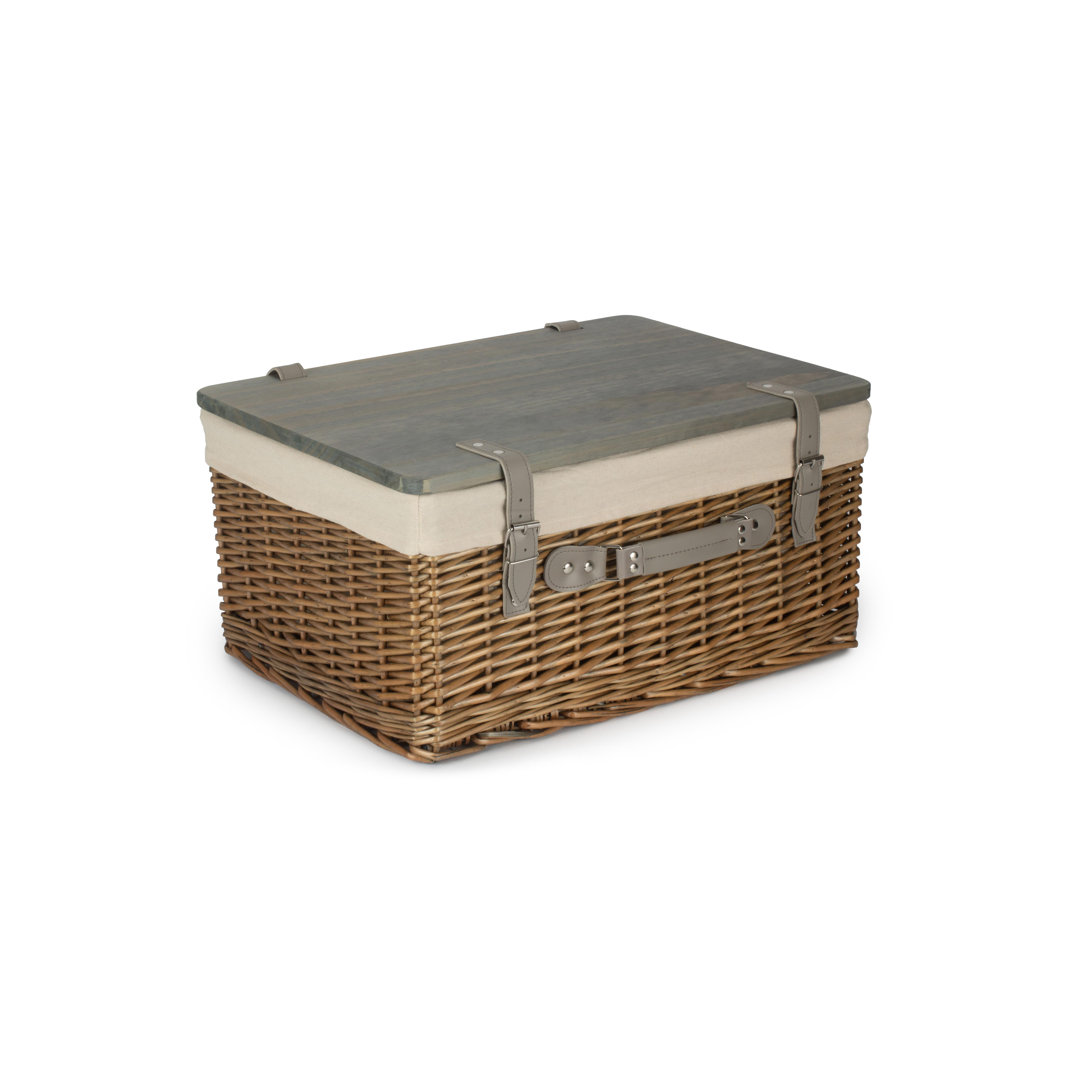 Wicker Lined Gift or Storage Hamper Basket with Lid