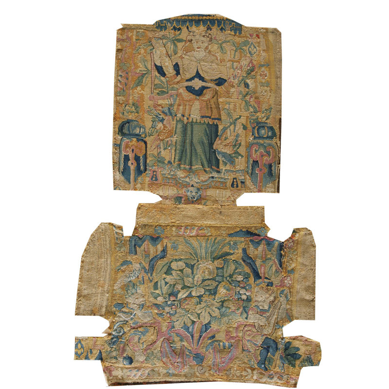 Elegant Antique Belgian Floral Tapestry Rug